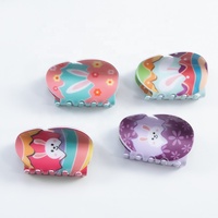 Vente en gros usine Pince à cheveux griffe motif lapin de Pâques et œuf de dessin animé, accessoire pour chignon pour femme, avec logo personnalisé