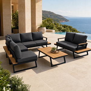 Ensemble de canapés de patio en aluminium pour hôtels et cabanes : Cadre en aluminium soudé par points, conçu pour l'extérieur - Product Image 1