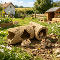 Rumah Pohon Ramah Lingkungan untuk Hamster, Tempat Berlindung Hewan Kecil, Terowongan untuk Guinea Pig, Gerbil, Aksesoris Kandang Hewan Peliharaan