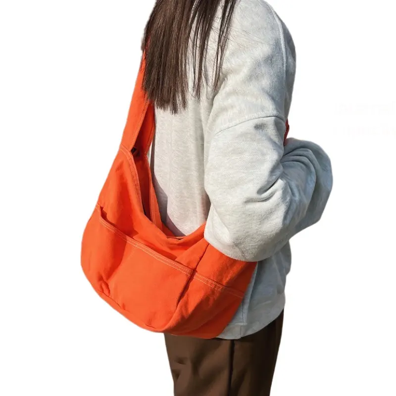 Custom single shoulder messenger bag large capacity school bag crossbody canvas sling bag for women girls