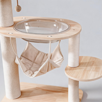 Grande structure d'escalade pour chat en bois multicouche de luxe de 104 cm, tour pour chat moderne avec hamac capsule spatiale et griffoir en sisal premium