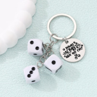 Porte-clés en acrylique motif dés de dessin animé classique, style simple, breloques de sac en acier inoxydable pour cadeau d'amis