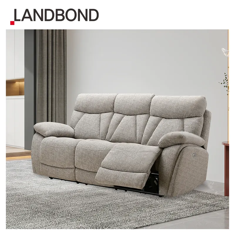 LANDBOND Modern Design Style 3 Seater Electric Recliner Living Room Sofa Couches Reclining Sofa Set Furniture