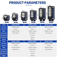 Lampadaire solaire LED tout-en-un intégré Abs IP65 étanche pour stationnement routier 50w 100w 150w 200w 250w 300w