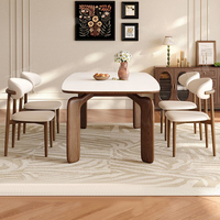 Ensemble de table et chaises rectangulaires en marbre et bois massif, style nordique moderne, pour salle à manger, 4 à 6 places, meubles de cuisine d'intérieur, designs variés