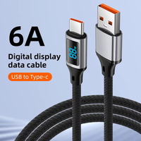 Câble multifonction standard LeEco de qualité exceptionnelle, affichage numérique, charge rapide 6A, Android Type-C vers Type-C 88W