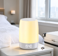   Lampu Tidur Speaker, 52mm 8 Mode Pencahayaan RGB, Mesin Suara White Noise & Jam Digital