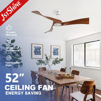 Ventilador de Techo 1stshine con Aspas de Madera Sólida, Control Remoto, OEM/ODM, Ahorro de Energía, Innovador, Duradero, Decoración del Hogar, Motor de Corriente Continua Estable