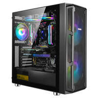 Metalsama — boîtier de jeu W03, tour complète ATX 20cm, en verre trempé, avec ventilateur gauche, pour jeux vidéo EATX, partie avant