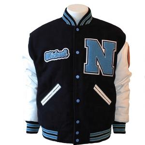 Veste universitaire unisexe personnalisée de haute qualité OEM pour hommes-Hiver-Support en cuir de laine-Patches en chenille-Motifs de broderie-Style décontracté - Product Image 1