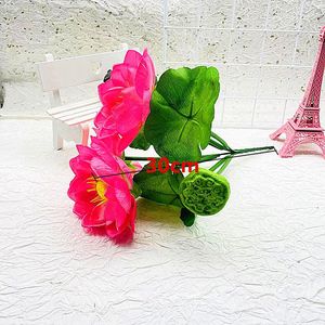 Fleur artificielle de lotus en soie Qi Xing, 3 grandes fleurs par bouquet, pour décoration de mariage, maison et extérieur - Product Image 2
