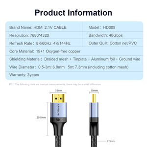 Cables de Audio y Video <span class=keywords><strong>HDMI</strong></span> Premium Mindpure 8K 2.1 8K 60Hz 4K 120Hz con Trenzado de Nailon, Revestimiento de PVC, HDR y EARC, Chapados en Oro para Teléfono, TV y Cámara - Product Image 5
