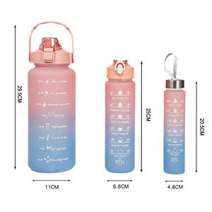 Logo personnalisé <span class=keywords><strong>3</strong></span> en 1 Set 2000ml 750ml 300ml Plastique Sport Gym Motivation Tasse à boire Tasse à café Bouteille d'eau - Product Image 4