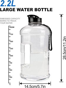 ขวดน้ำพร้อมคำให้กำลังใจ แบรนด์ส่วนตัว ขนาด 2.2 ลิตร ปราศจากสาร BPA ขวดน้ำพลาสติก PETG สำหรับเล่นกีฬา ขวดน้ำสำหรับออกกำลังกายพร้อมตัวบอกเวลา - Product Image 6