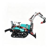 Mini Tractor Agrícola 4x4 para Pequeñas Granjas, con Orugas Reforzadas, Excavadora, Cargador, Rotocultivador, Motor de 35HP y Bomba Hidráulica