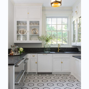 CBMmart armadietto da cucina di lusso italiano in legno massello in marmo da tavolo con isola in legno grigio e crema di lacca armadi da cucina - Product Image 3