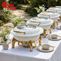 TIANXING Ensemble de réchauds de buffet blancs et dorés élégants, chauffe-plats pour mariages, traiteurs, banquets et fournitures de fête