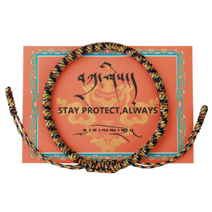 Pulsera tejida con nudo Vajra, pulsera protectora de monje ajustable, pulsera tejida roja de bendición de la suerte tibetana - Product Image 4