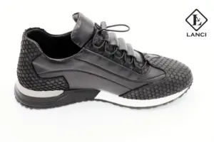LANCI usine vente en gros chaussures de sport décontractées en cuir véritable personnalisées baskets de course en cuir pour hommes