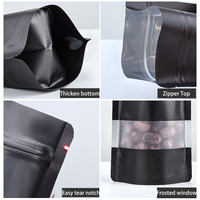 Pochette refermable en Mylar noir thermoscellable de 0,2 mm, avec logo personnalisé, vente en gros, emballage alimentaire