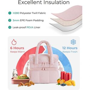 Double Layers Cooler Bag with Quilted Fluffy Design for Women - Product Image 2