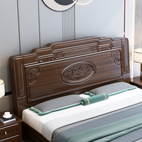 Lit double en bois sculpté, style minimaliste chinois, mobilier de chambre à coucher, lit king size, mobilier d'hôtel pas cher, mobilier de chambre à coucher