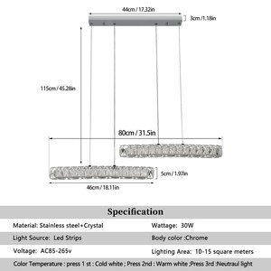 Lustre suspendu pour salon, restaurant, populaire, en cristal K9, en acier inoxydable chromé, luminaires suspendus - Product Image 4