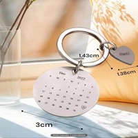 Porte-clés calendrier promotionnel pour le dropshipping, articles cadeaux pour petit ami, petite amie, gravure personnalisée, porte-clés calendrier en forme de cœur