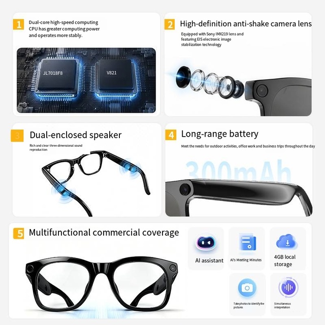 Ai Smart Glasses, 8-megapixel Photo Translation, Long Battery Life, Cross-border Source Manufacturer Sunglasses