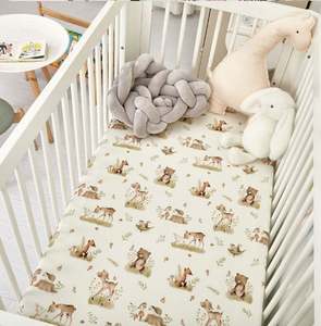 Sábanas de Cuna con Estampado de Animales Adorables para Niños y Niñas, Sábanas Ajustables Suaves y Transpirables para Cuna de Bebé - Product Image 3