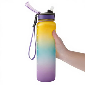 Children's Frosted <b>Straw</b> Cup with Gradient Color Large Capacity Eco-Friendly Plastic Water <b>Bottle</b> for Outdoor Sports - Product Image 1