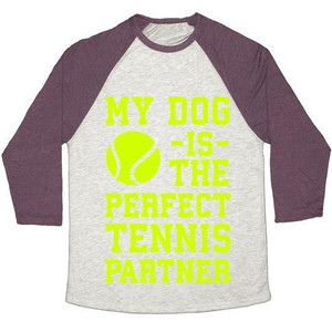 Mi perro es el compañero de tenis perfecto, camiseta de béisbol unisex de mezcla triple - Product Image 2