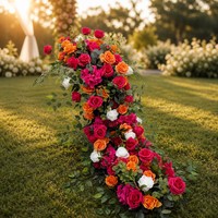 Chemin de table de mariage en soie artificielle de luxe, fait main en terre cuite, avec rangée de roses et pivoines, pour la décoration de toile de fond d'événements et de fêtes d'automne