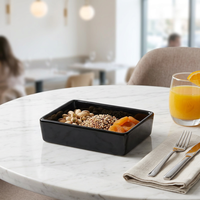 Glanzend zwarte rechthoekige keramische serveerschaal, vierkante diepe snackbord voor noten, snoep, hapjes, dessert, thuis, restaurant, OEM, ODM