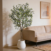 Arbre d'olivier artificiel d'usine, vente en gros, arbre d'olivier en plastique écologique noir pour décoration intérieure avec un aspect naturel