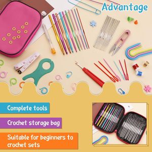 Tự làm Crochet Set Kit 50 Piece kim loại kết hợp gói màu nhôm Oxit len làm bằng tay Crochet Kit túi đan công cụ thiết lập - Product Image 3
