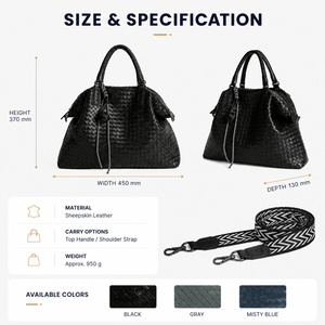 Sac fourre-tout pour femme en cuir tressé structuré grande capacité, sac à bandoulière avec fermeture éclair, 3 couleurs, vente en gros, personnalisation OEM, usine - Product Image 6