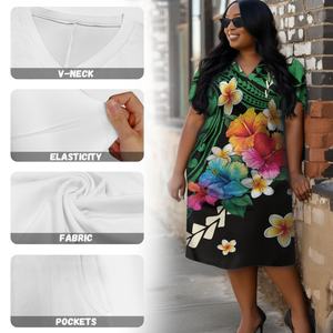 <strong>Bulk</strong> <strong>Items</strong> for Sale Low Moq Polynesian Tribal Tapa Hibiscus Design Custom Print Polyester Plus Size Dresses for Fat Women - Product Image 5