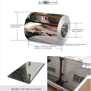 Rollos de bobinas de acero inoxidable AISI SUS 2B SS, grado 201, espejo HL n. ° 4, 430, 410, 316, 304, bobina de acero inoxidable en frío, tira de acero - Product Image 3