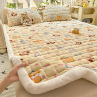 Matelas pliant en velours tissé à motif de dessin animé, coussin de lit non jetable pour la maison, literie d'hiver