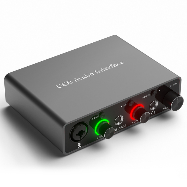 Support XLR Microphone De Audio Mixer Studio 48V Phantom Power Podcast Recording 192kHz USB Audio Interface Sound Card