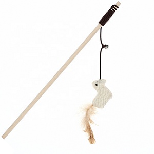Canne à pêche pour chat, jouet interactif en bois, amusant, avec plumes, pour animaux de compagnie, vente en gros, - Product Image 3