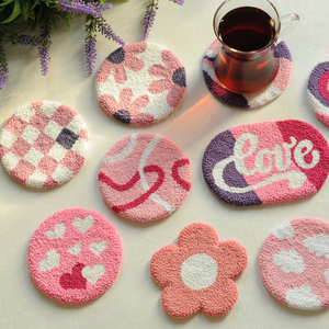 Cadeau personnalisé de la Saint-Valentin mignon coeur motif poinçon aiguille sous-verres tasse tapis écologique polyester coton moderne pour bureau chaud - Product Image 3
