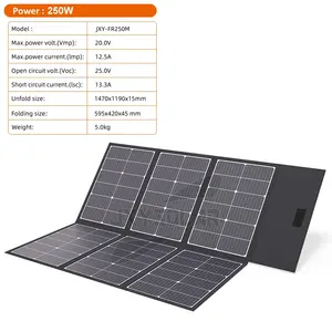 250 Watt 20 Volt Leve Painel Solar Dobrável para Caminhantes Cobertor Solar Painel Solar Portátil Suporte Dobrável OEM & ODM
