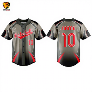 Precio al por mayor, logotipo personalizado, conjunto de uniforme de béisbol y sóftbol unisex transpirable de malla con botones completos, tallas grandes, diseños económicos - Product Image 1