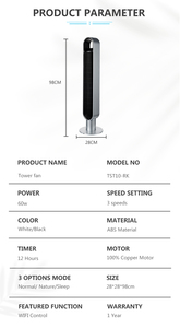 Nouveau design, matériaux ABS, <span class=keywords><strong>ioniseur</strong></span>, <span class=keywords><strong>ventilateur</strong></span> tour sans pales intelligent numérique WiFi sans fil, moteur 100% cuivre, utilisation domestique, extérieure, garage - Product Image 5