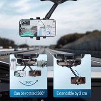 Universal 360 °   Soporte Giratorio y Retráctil para Teléfono Móvil en el Espejo Retrovisor del Coche, Compatible con Todos los Teléfonos de 4-7 Pulgadas