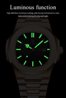 Montre pour homme POEDAGAR 613, mouvement original, verre Hardlex, date, bracelet en acier inoxydable, lunette carrée, montre-bracelet