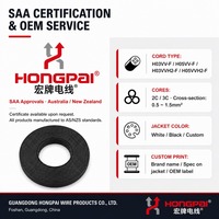 Cable de Alimentación HONGPAI SAA H03VV-F H05VV-F de 2 y 3 Núcleos, Aislamiento de PVC y Cobre, Codificación por Colores, Flexible, para Australia