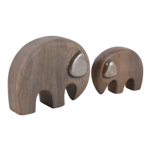 Figura de elefante de madera con orejas de metal para decoración de estanterías en el hogar u oficina - Product Image 2